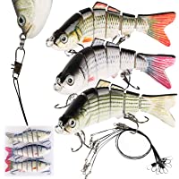 3 Señuelos de Pesca 18g + 9 Líderes Alambre Pesca Cebos de Pescar Articulados Artificiales Señuelos Spinning para…